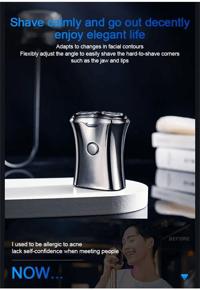 Rechargeable Electric Razor with LED Display - Silver