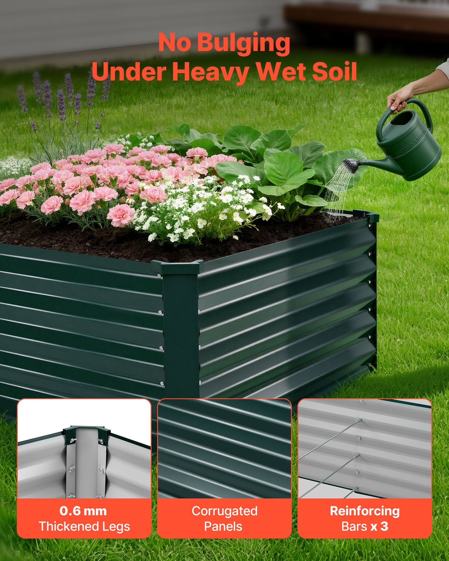 Raised Garden Bed Outdoor Planter Box - Rustproof Aluminum Zinc, 6.67x3.35ft, Black