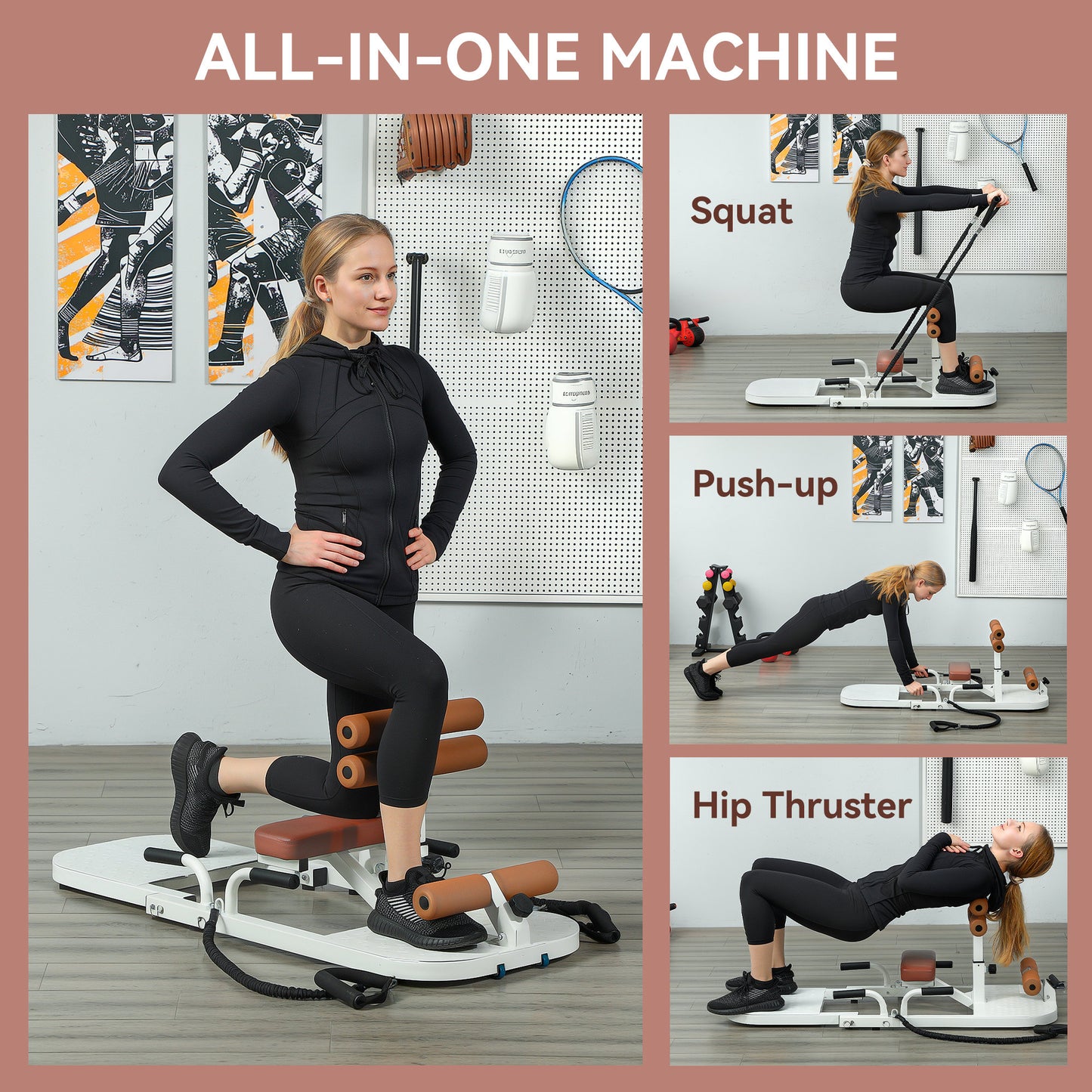 Foldable Hip Thrust & Sissy Squat Machine - White
