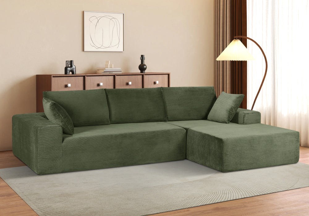 CozyForm Convertible Sectional Sofa In Soft Corduroy, Modern Comfy