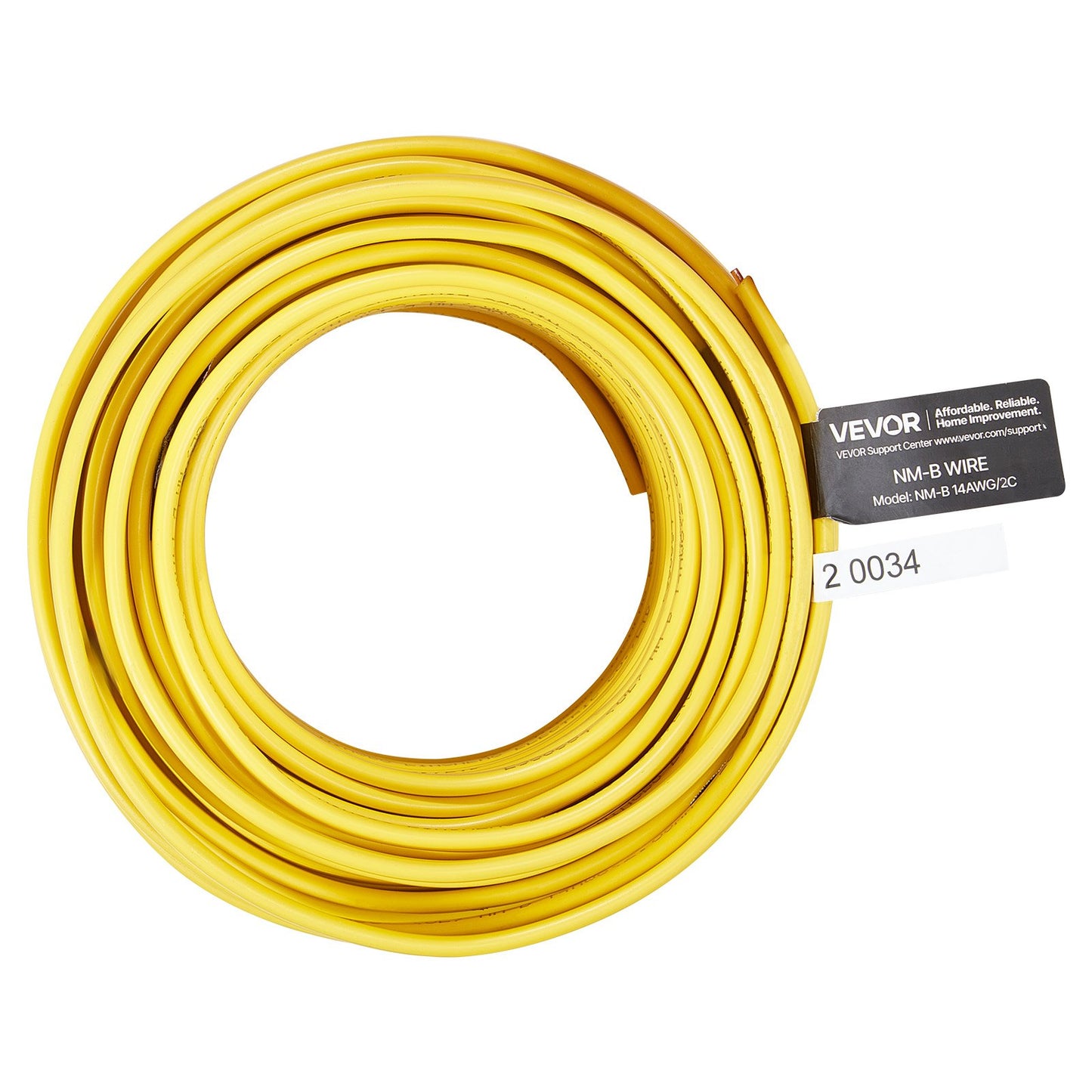 14AWG Copper Electrical Wire 100Ft Grounded Cable Yellow - Durable Insulated