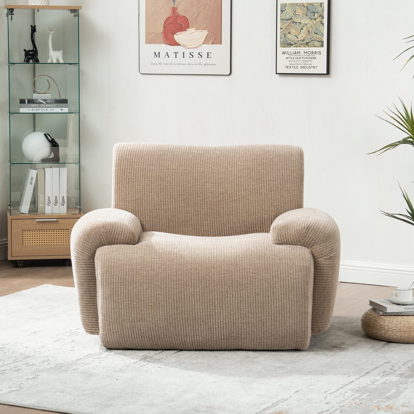 42" Wide Modern Upholstered Chenille Accent Chair - Taupe