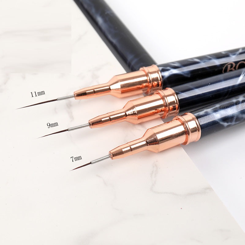 Black Marbled Nail Art Brush Pen - Multiple Sizes