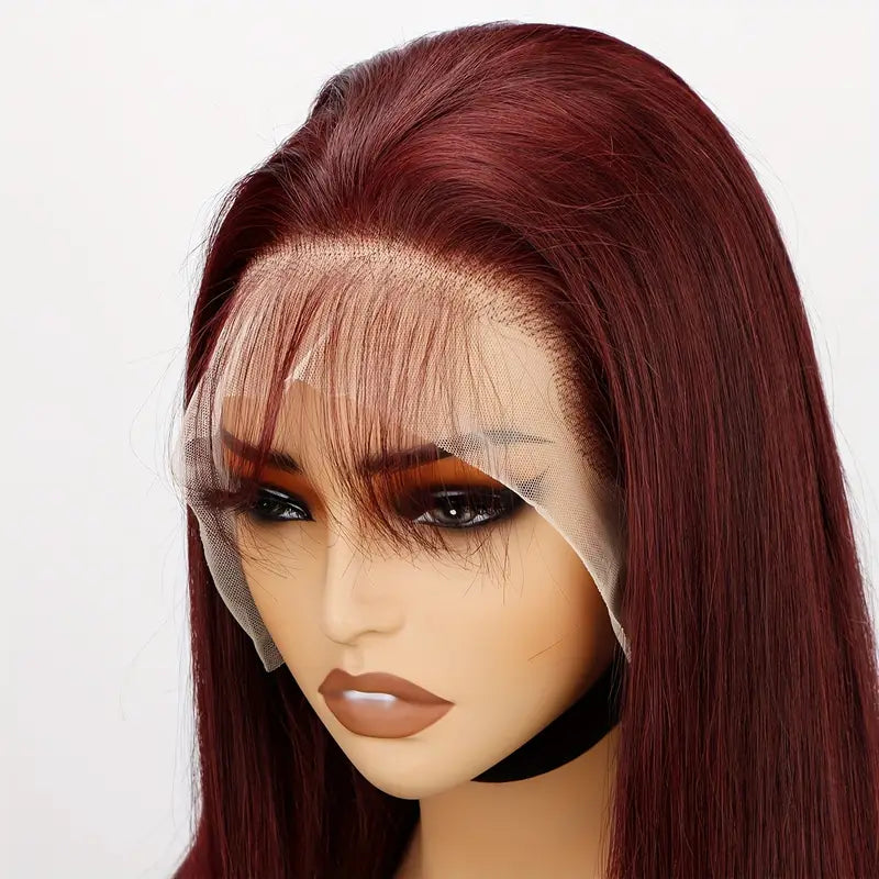 Straight Reddish-Brown Human Hair Lace Front Wig - 13x4 HD Transparent Lace