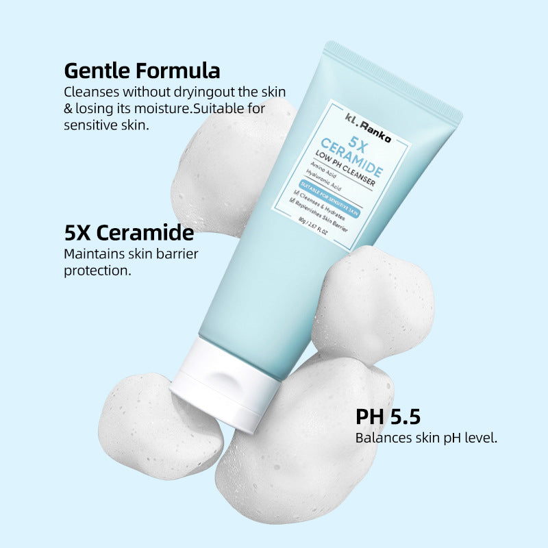 Ceramide Low pH Facial Cleanser - Gentle Skin Care for Sensitive Skin 80g