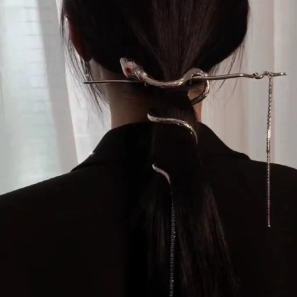 Alloy Snake Hair Pin - Silver