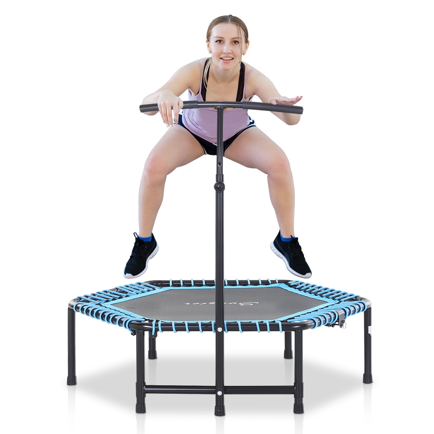 4.5ft Portable Foldable Fitness Trampoline with Adjustable T-Bar - Blue