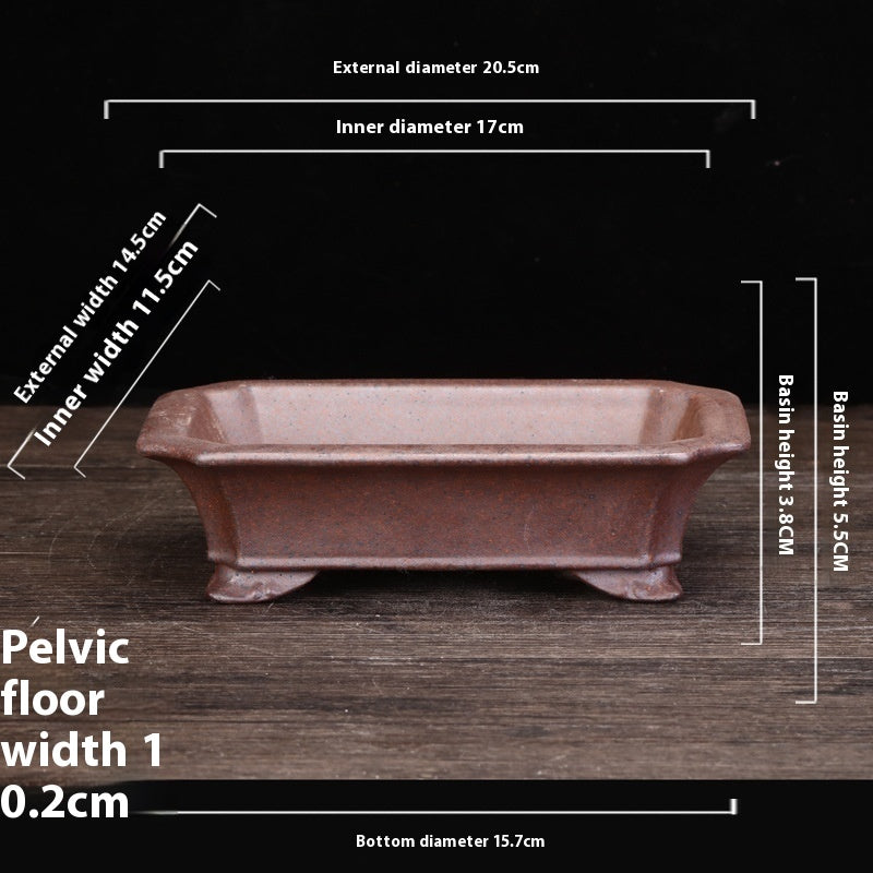 Rectangular Square Purple Clay Flowerpot for Home Garden & Balcony