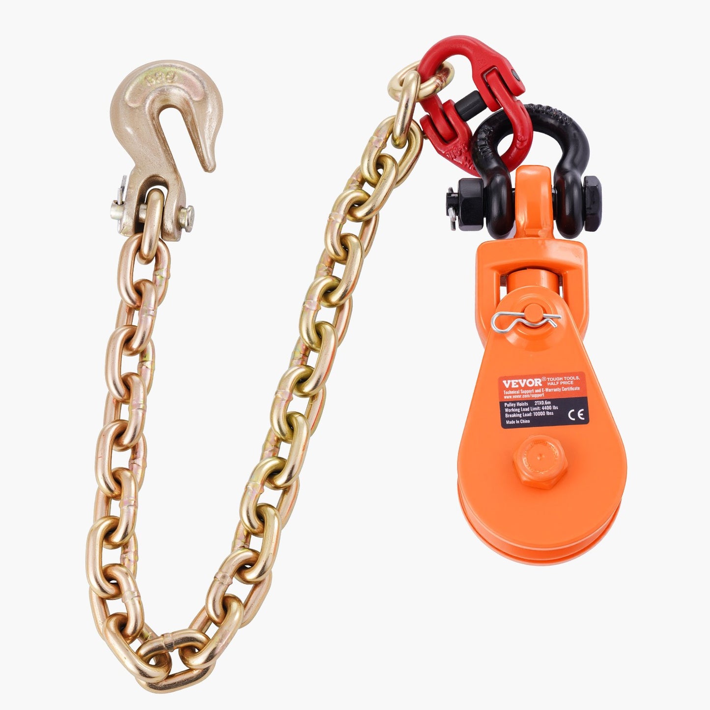 Heavy Duty Snatch Block Pulley 2 Ton with Chain for Towing & Lifting - Blue