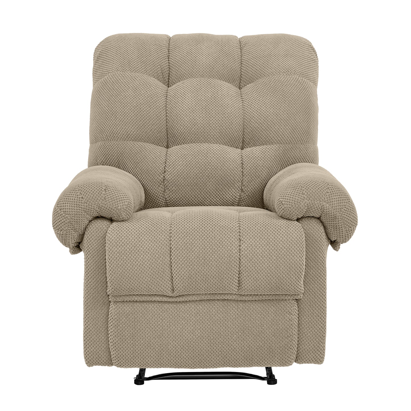 Overstuffed Recliner Chair - Camel Fabric Armchair with Footrest