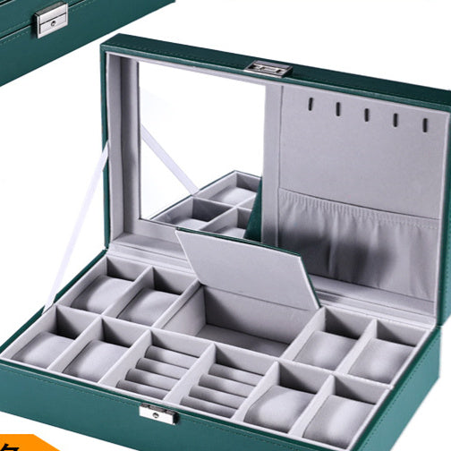 Leather Watch Storage Box with Multiple Compartments - Creative Home Organizer