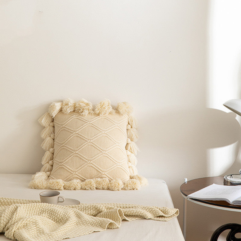 Tassel Knitted Throw Pillow Cover - Sofa & Chair Cushion Decor