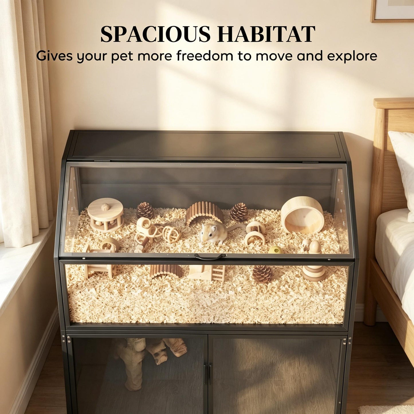 Spacious Small Animal Cage for Hedgehogs, Mice, and Gerbils - Black