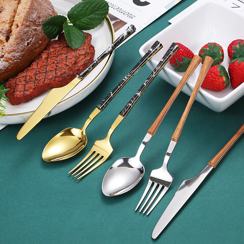 Stainless Steel Flatware Set with Dessert Spoon, Fork & Knife - 20pcs