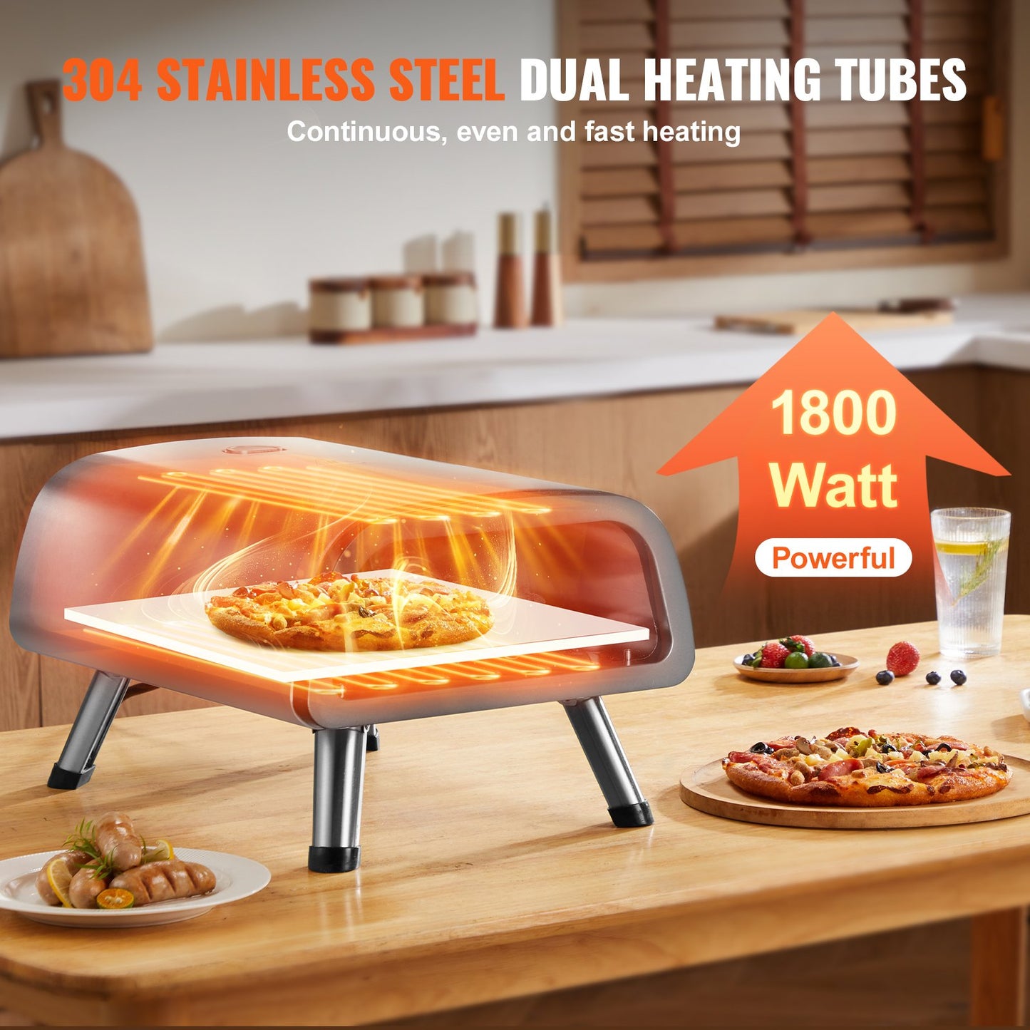 Electric Countertop Pizza Oven for 12-Inch Pizzas - Indoor & Outdoor Use, Black