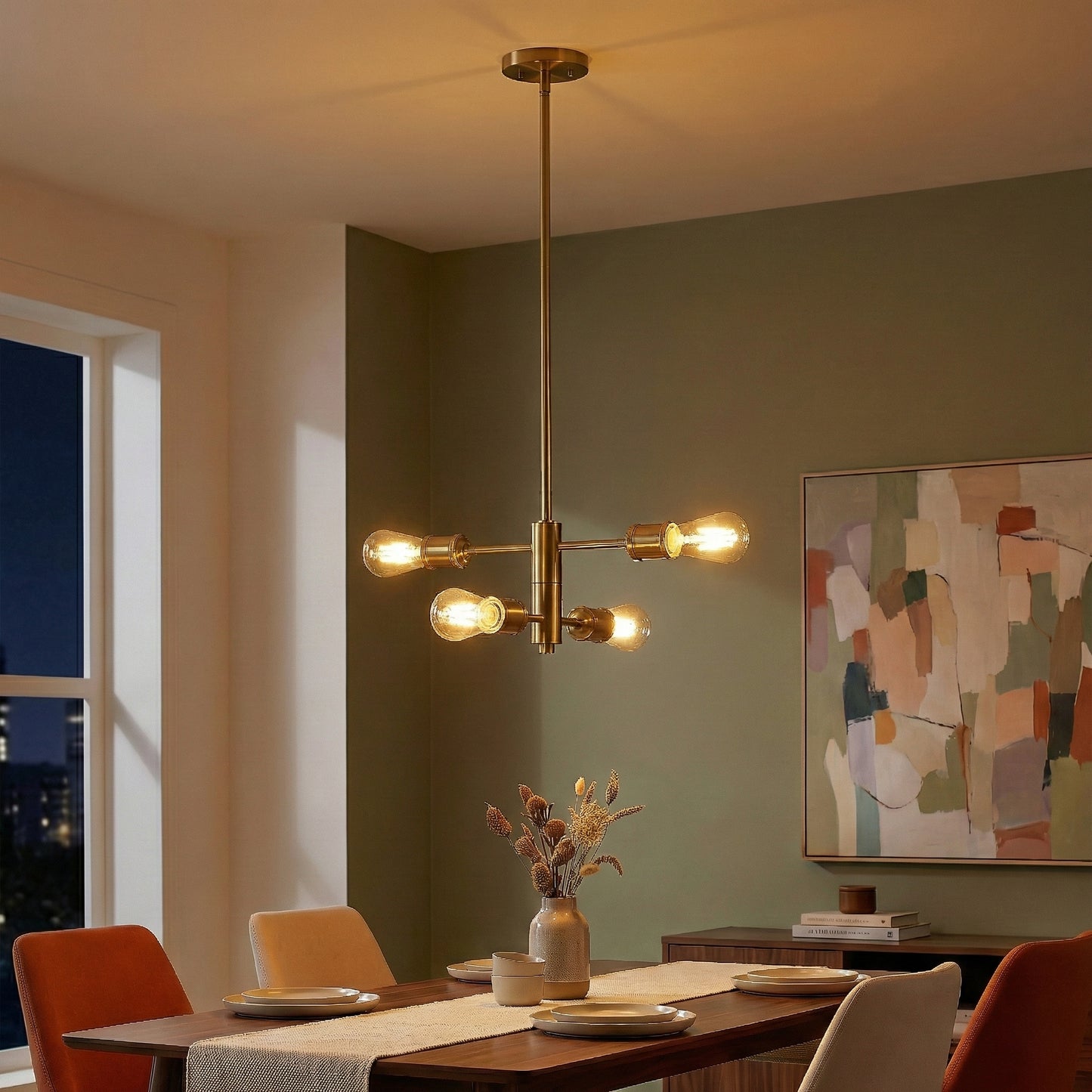 Trellis Four Lights Modern Gold Chandelier Vintage Pendant Fixture