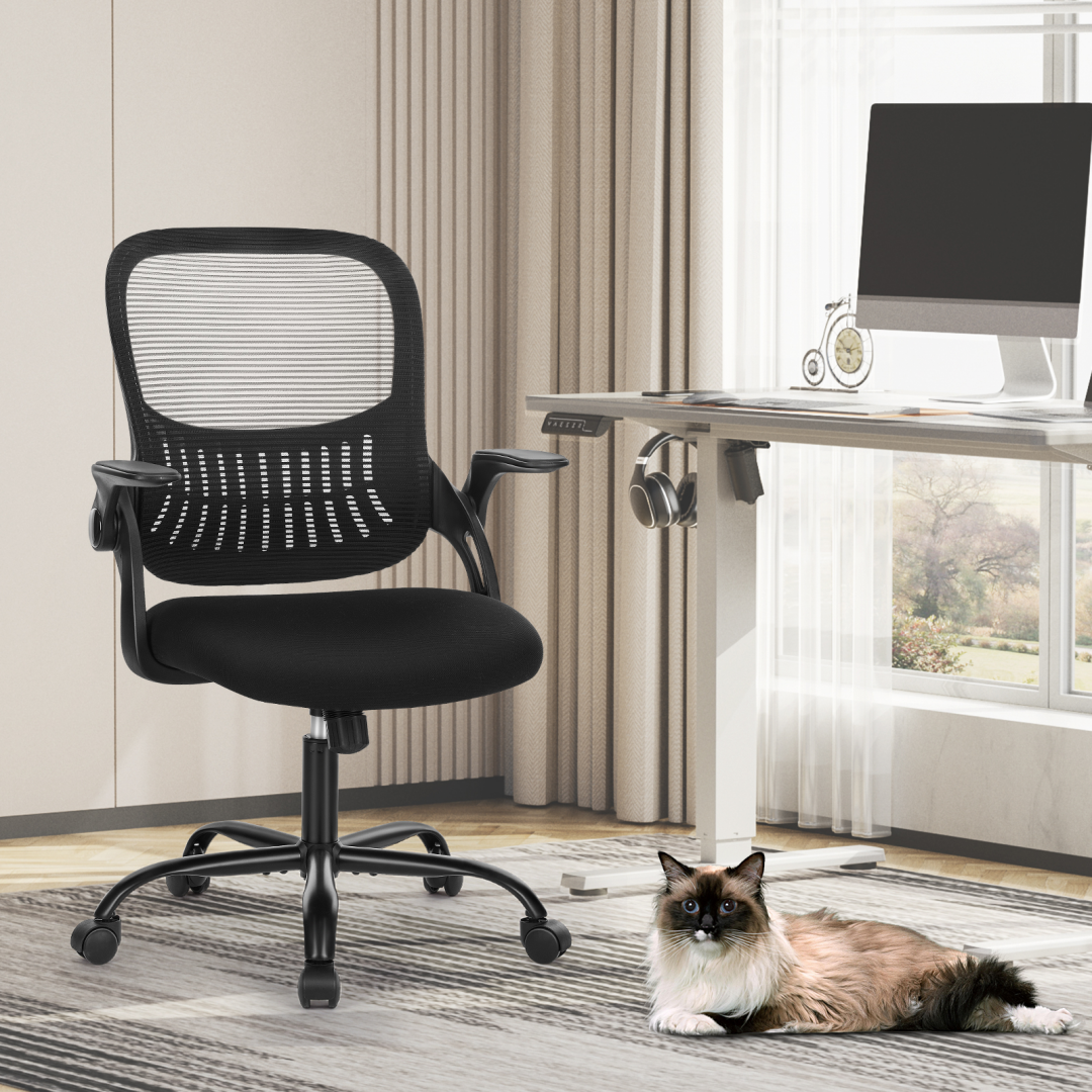 Ergonomic Mid Back Office Chair with Lumbar Support - Black