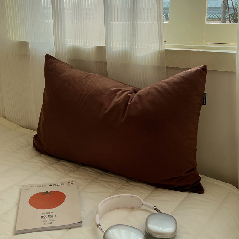 Cotton Pillowcase Solid Color Washable Bed Pillow Cover Home Decor