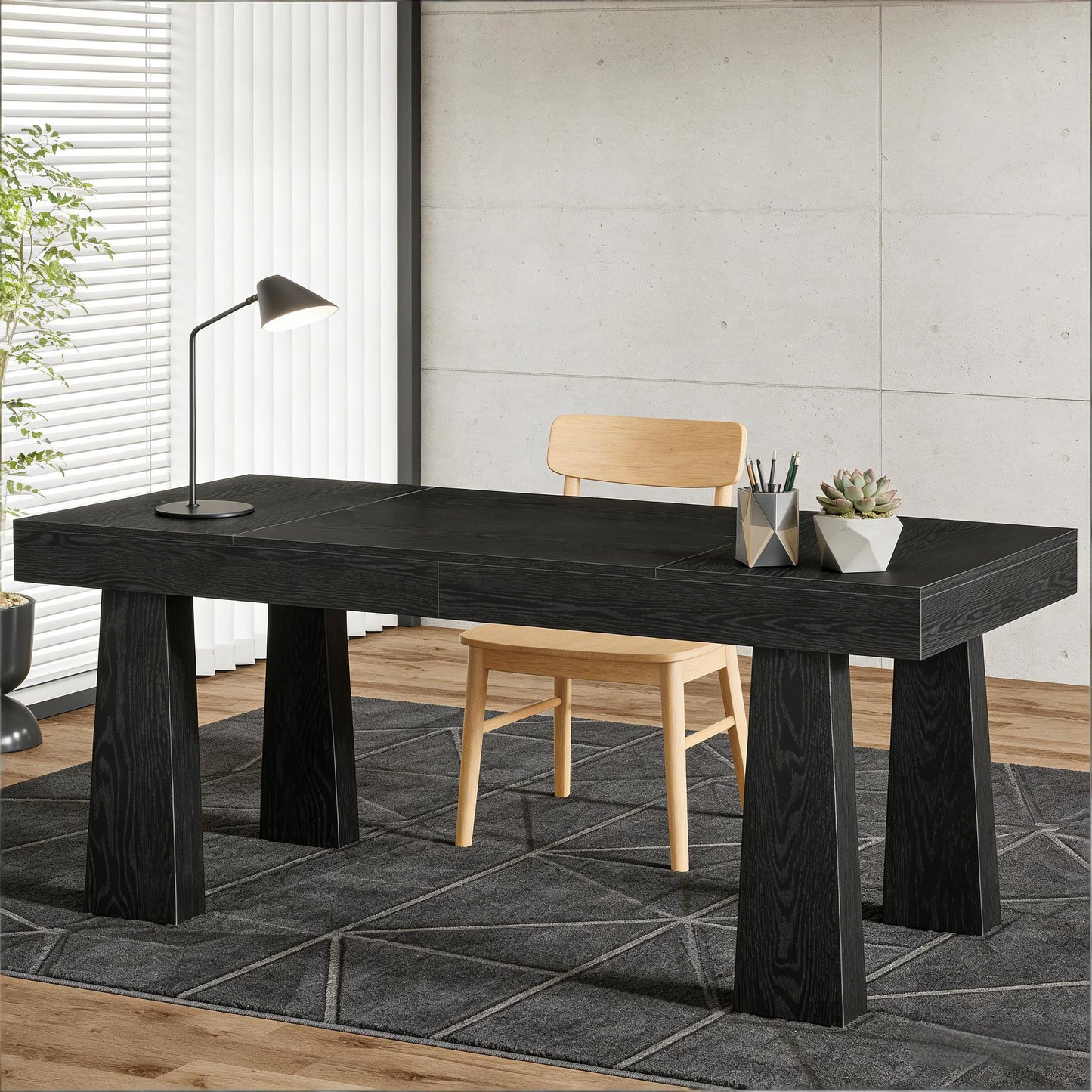 Executive Writing Desk - 63 Inch Black Home Office Furniture