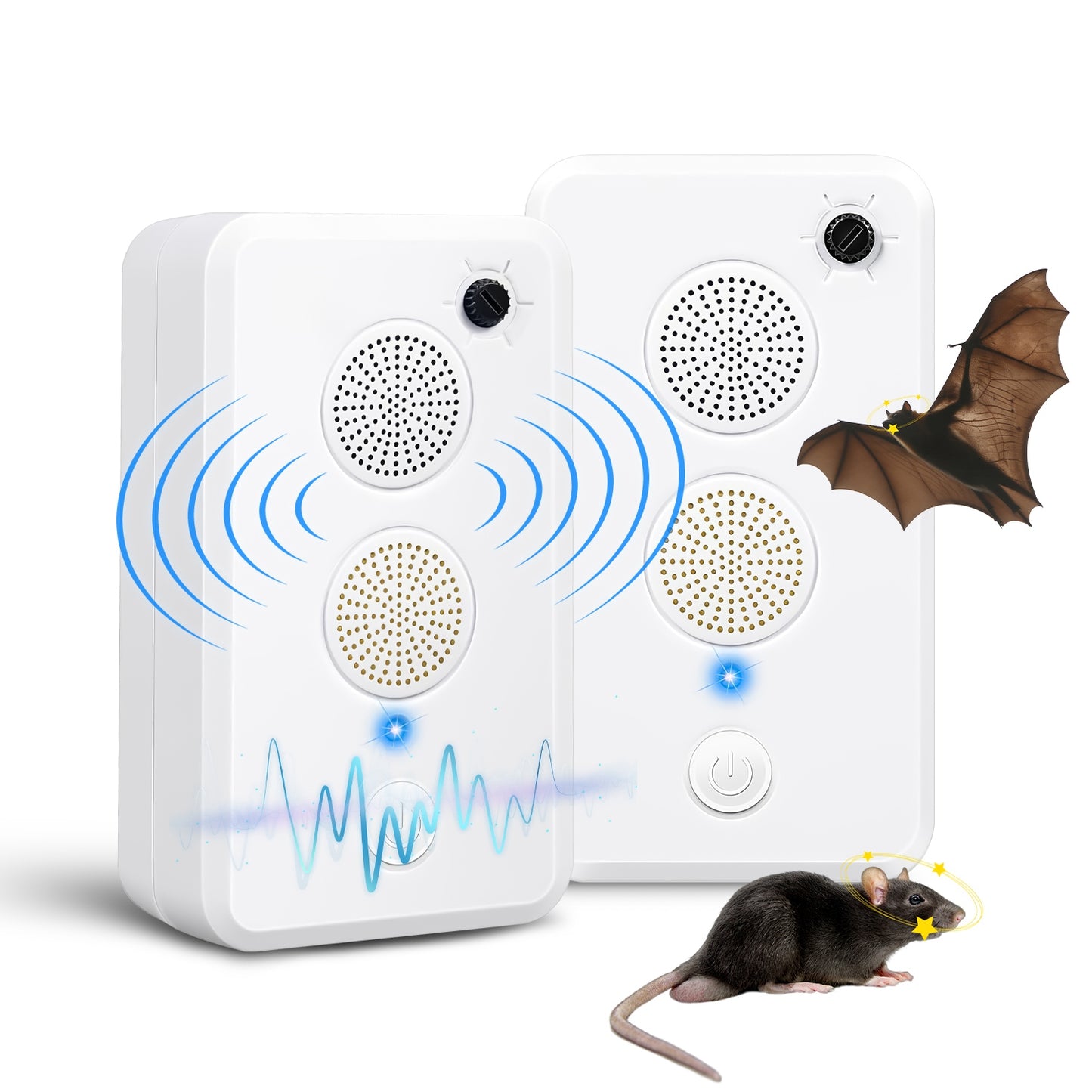 Rechargeable Ultrasonic Pest Repeller 2/4 Pack for Bats Mice Birds Indoor Outdoor
