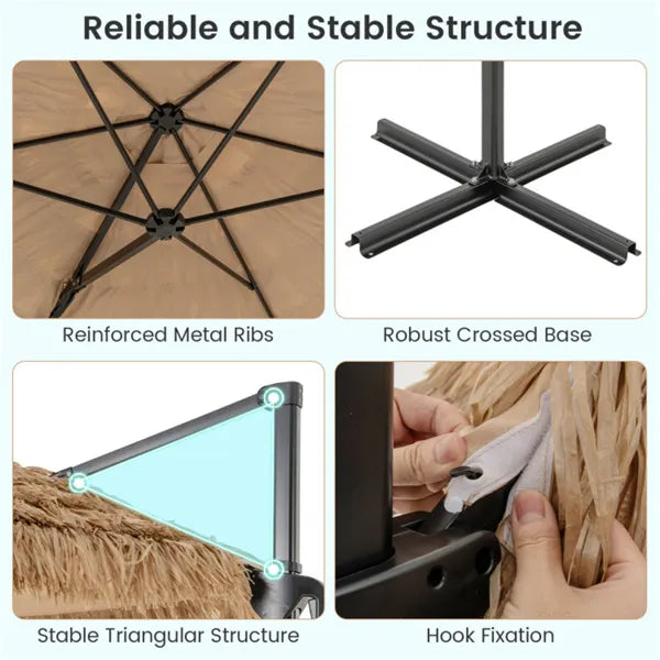 9.5ft Tropical Outdoor Umbrella - 2-Tier Vented Sunshade