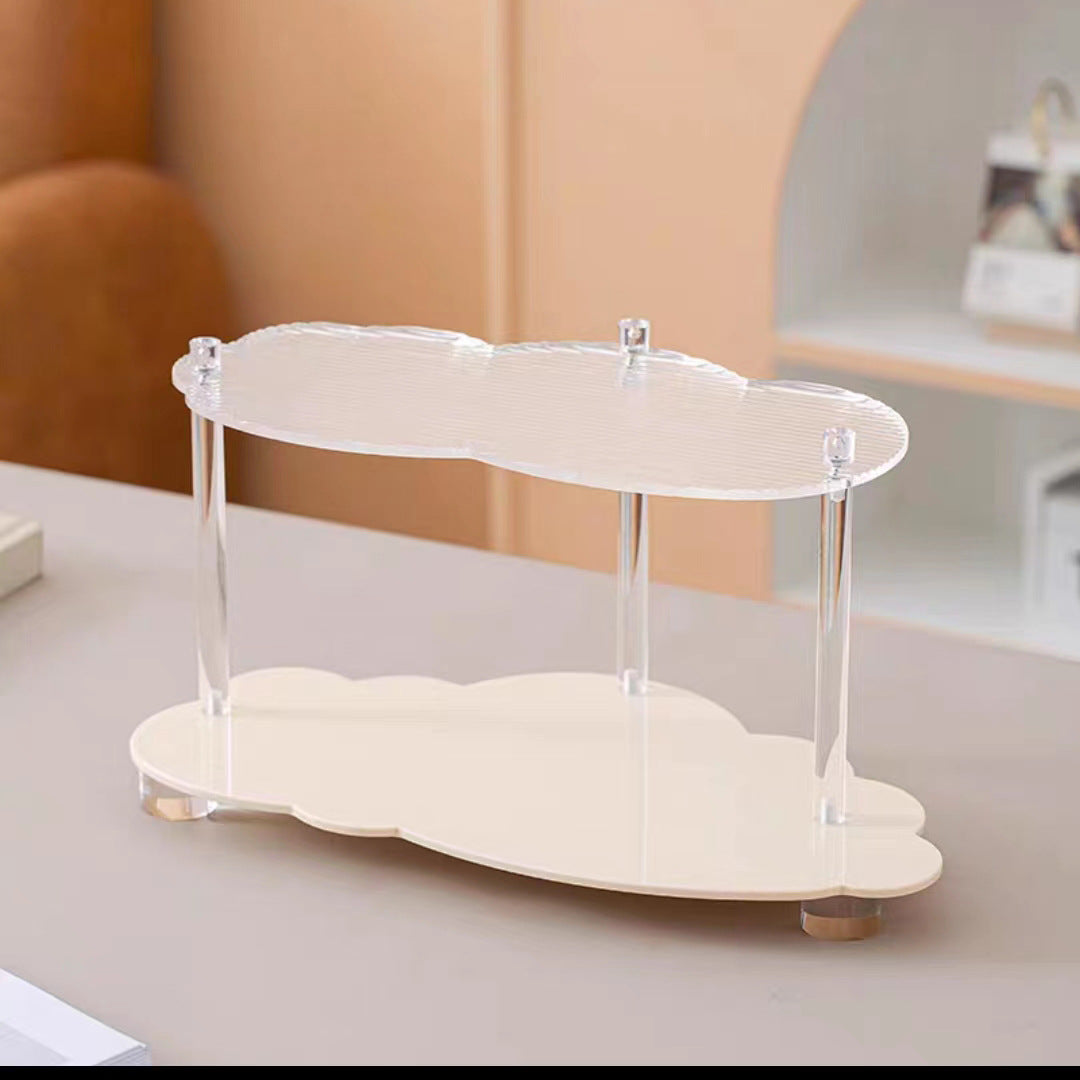 Wavy Acrylic Shelf with 3 Layers - Modern Dustproof Storage Rack for Living Room