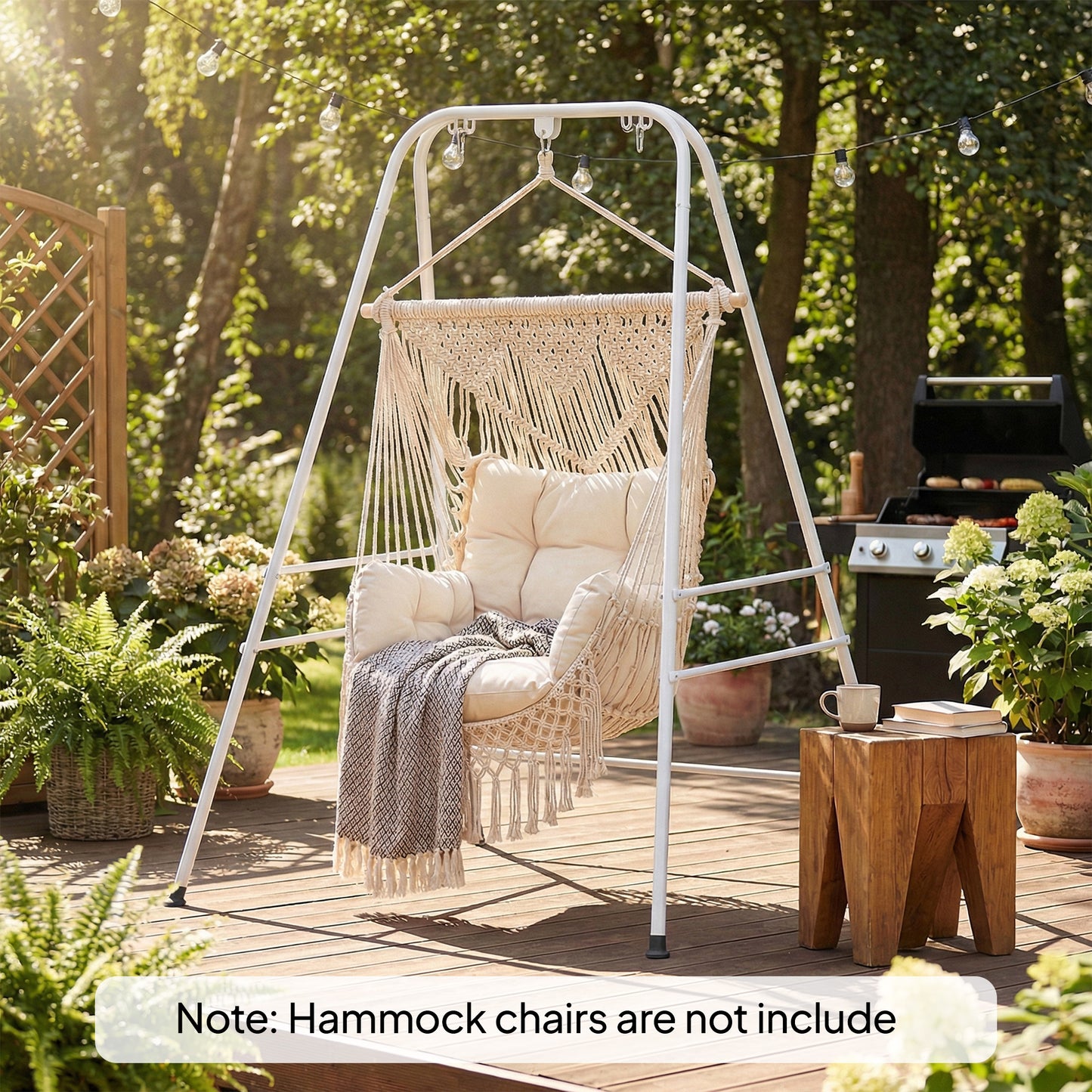 Hammock Chair Stand for Indoor & Outdoor Use - White