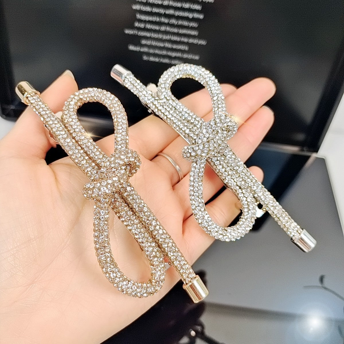 Elegant Rhinestone Bow Hair Clip - Luxury Hair Accessory for Women