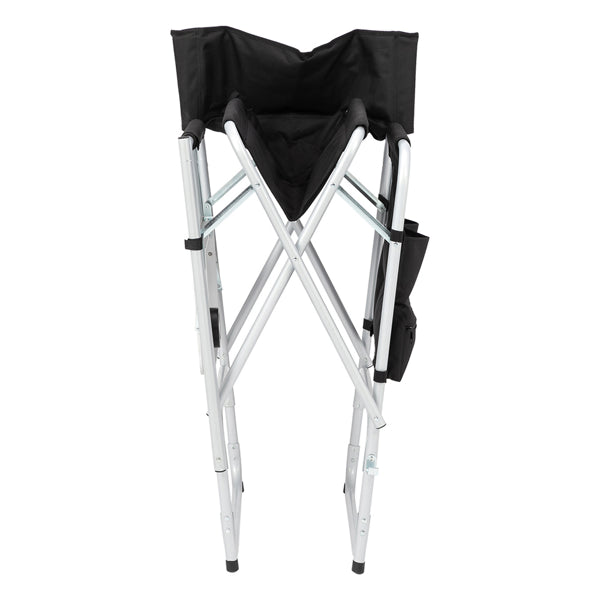 Round Director's Chair - Silver White Iron Pipe with Black Cloth, 103x60x49.9cm, 120kg Capacity