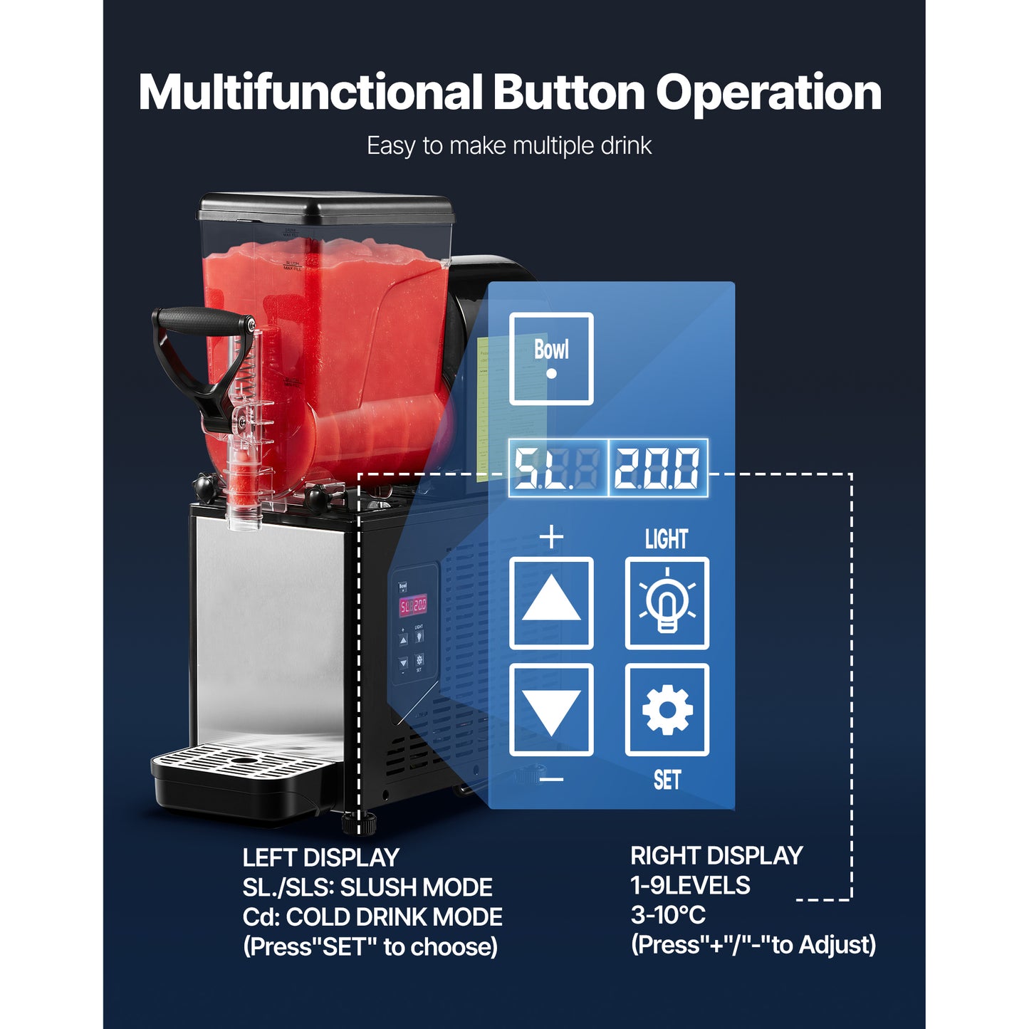 Commercial Slushie Machine 6L/1.6Gal Self-Cleaning Margarita & Drink Maker