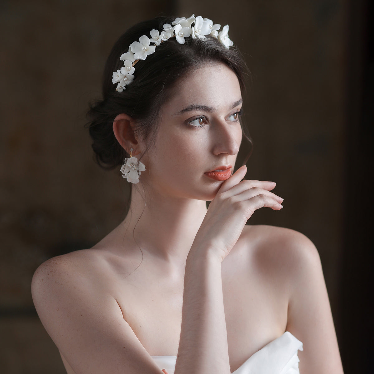 Ceramic Flower Bridal Hair Accessories Set