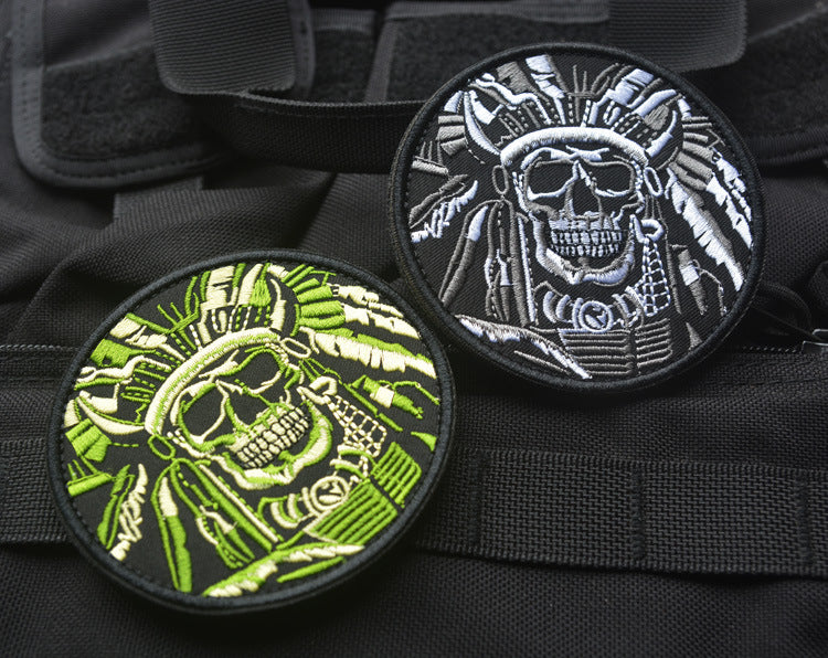 Minimalist Embroidered Skull Velcro Badge for Clothing and Accessories