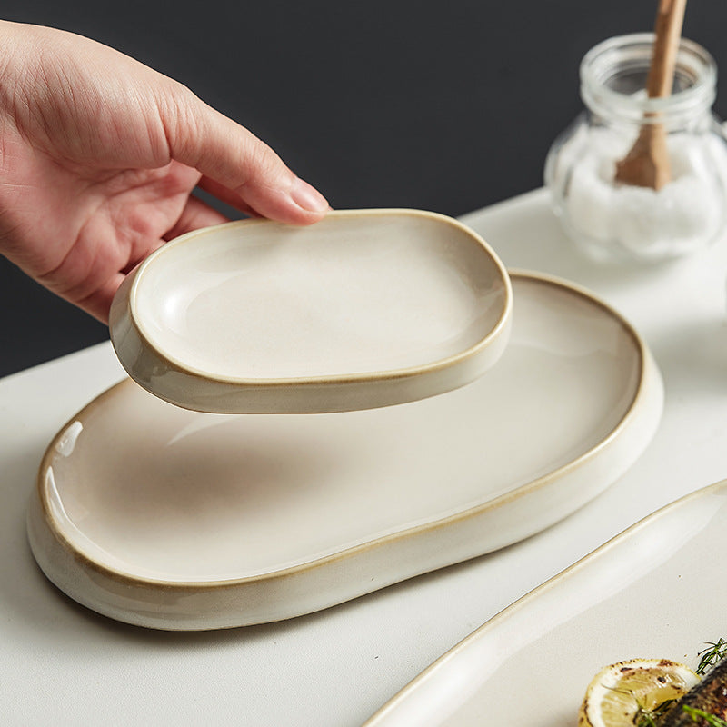 Ceramic Fish Steaming Plate - Household Kitchen Dining Tableware