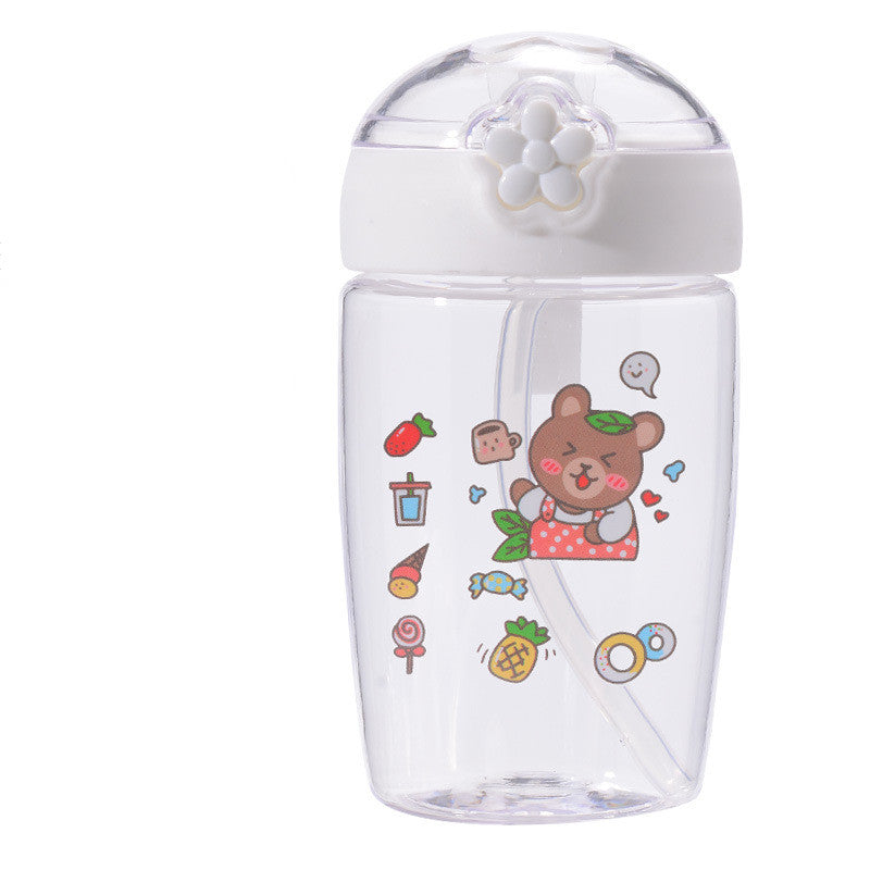 Children's Leak-Proof Plastic Water Cup with Straw - Double & Single Styles