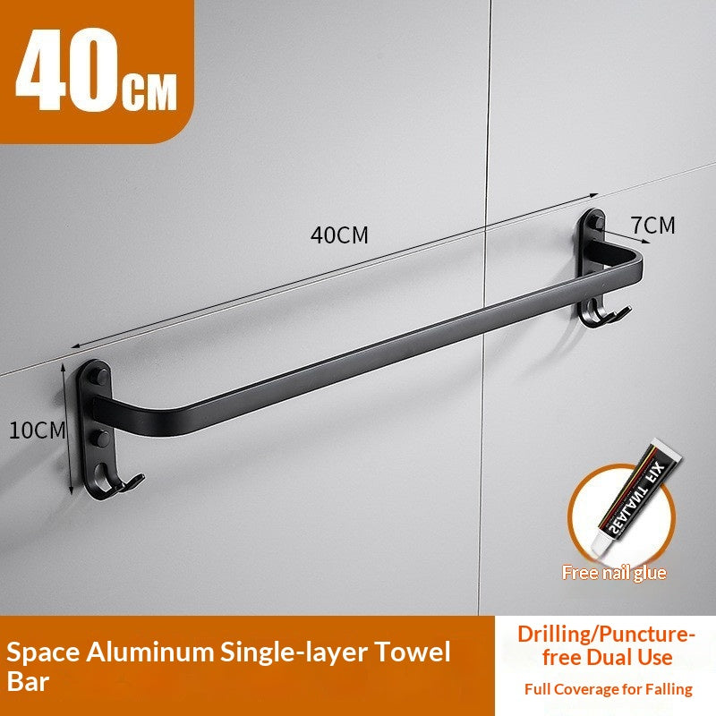 Double Bathroom Towel Bar Rack Aluminum Storage Holder Home Organization