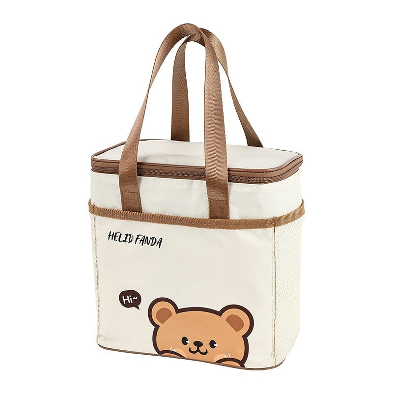 Cartoon Style Waterproof Thermal Bag with Aluminum Foil Insulation Large Capacity Tote