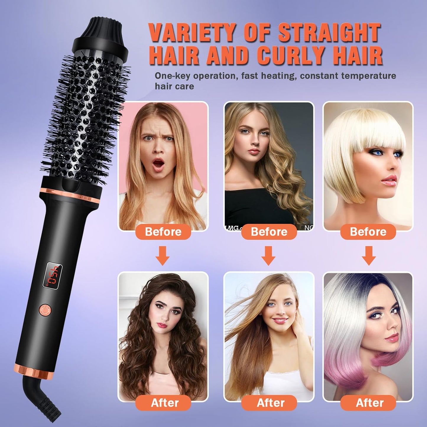 1.5-Inch Ionic Hot Air Curling Brush - Ceramic Thermal Volumizing Styler
