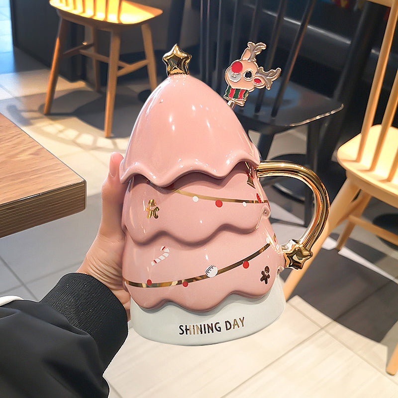 Cute Christmas Tree Cup - Creative Holiday Drinkware, Ceramic, 401-500mL