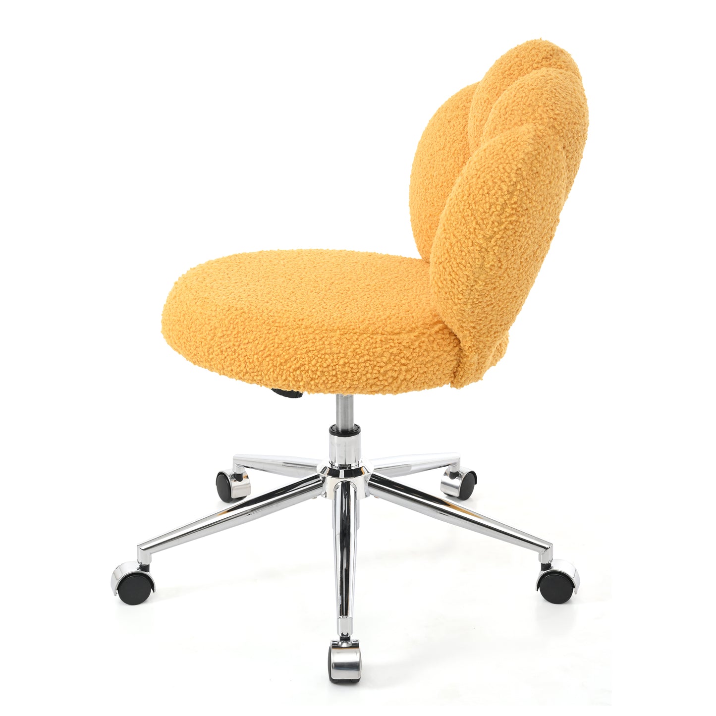 Height Adjustable 360° Swivel Chair - Yellow Teddy Fabric