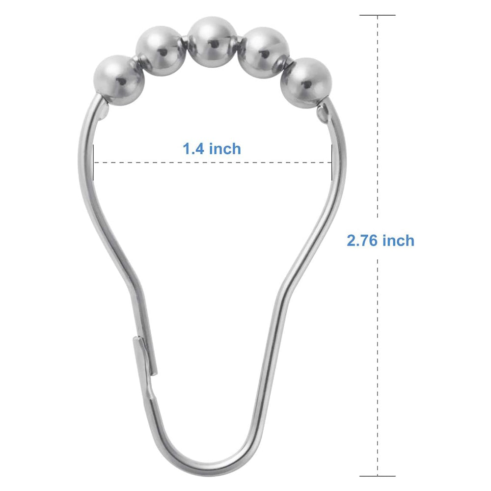12-Piece Stainless Steel Shower Curtain Hooks Rings Set - Rustproof & Decorative