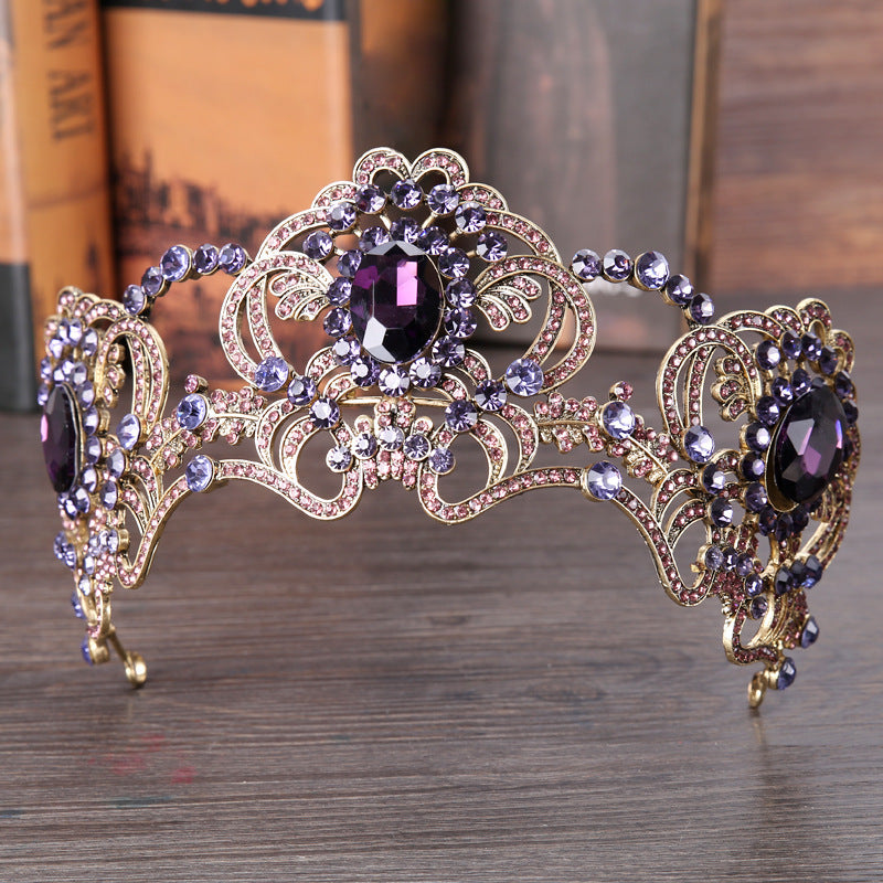 Amethyst Crystal Flower Alloy Headband - Purple