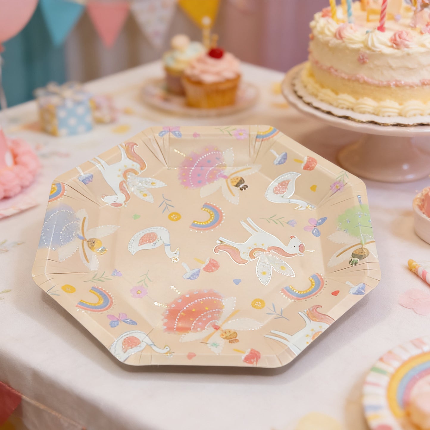 Cartoon Octagonal Paper Plates - 6 Pack