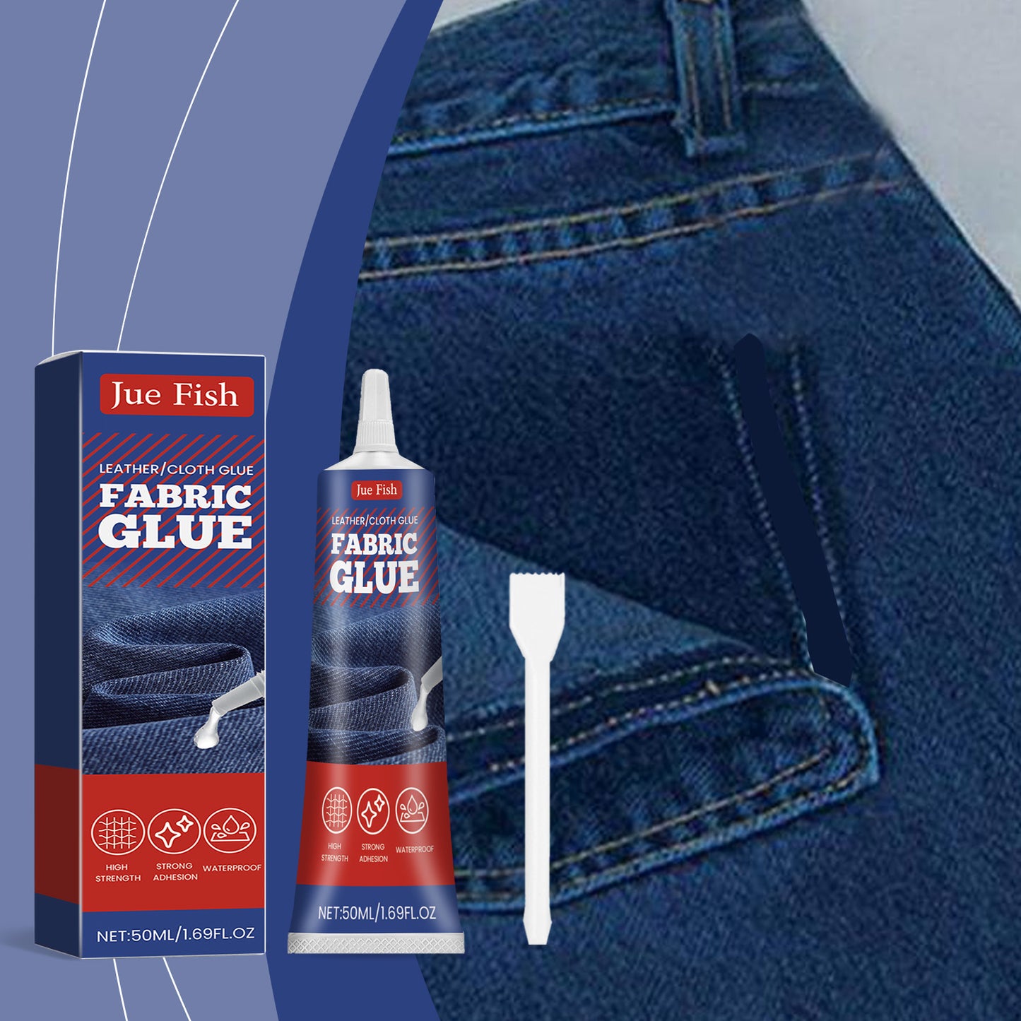 Fabric Adhesive Glue 100g with Scraper for Fabric Repair & Wall Crack Fix