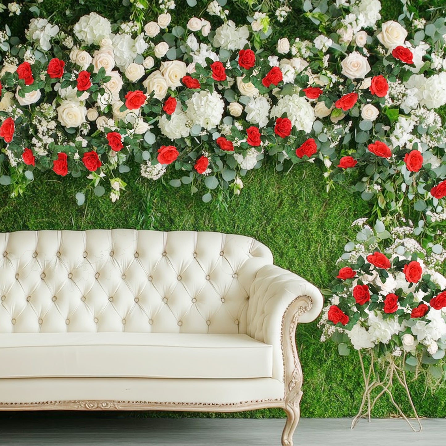 Red Artificial Eucalyptus Garland - 230cm Floral Vine Decoration