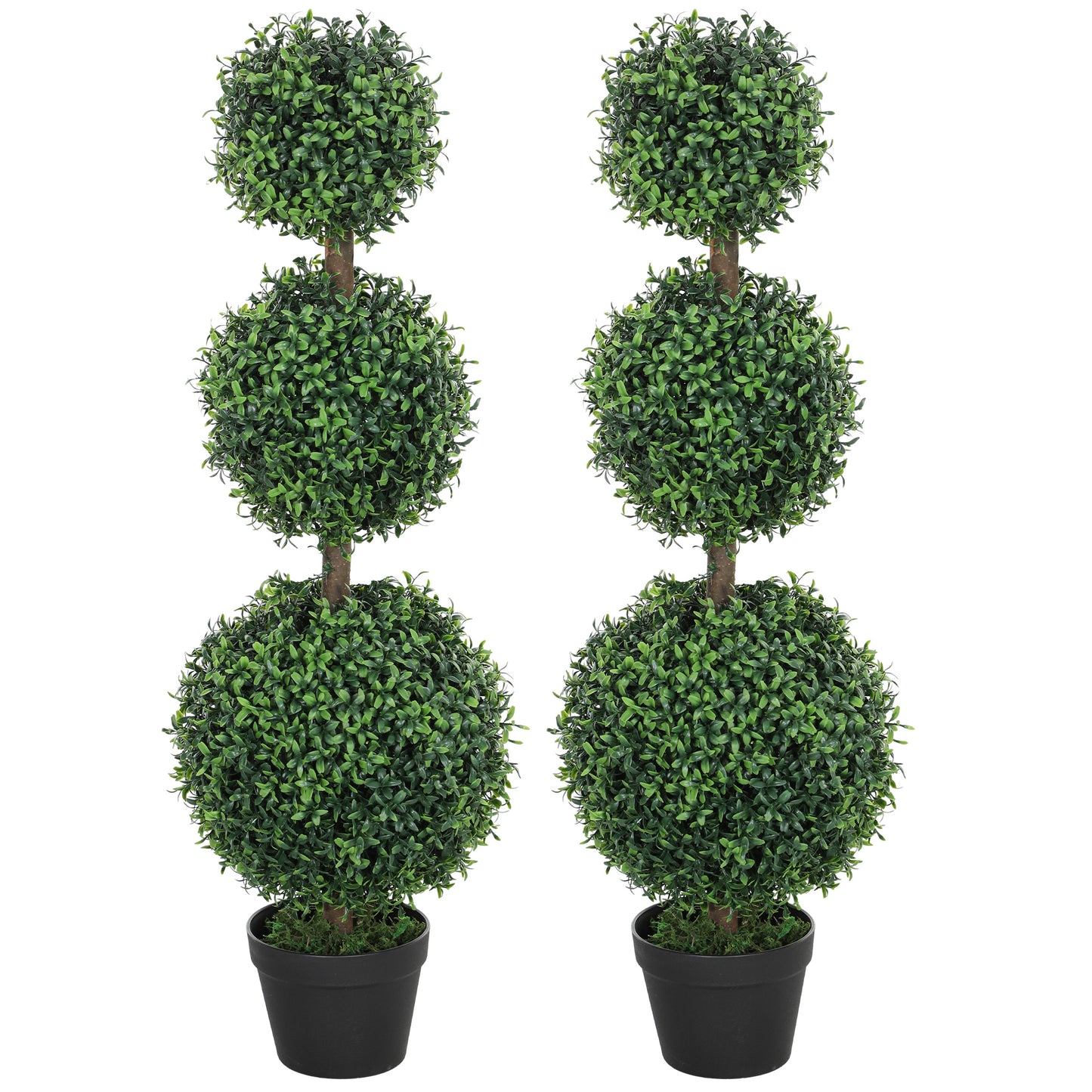 Set of 2 Boxwood Topiary Trees - UV-Protected Faux Plants