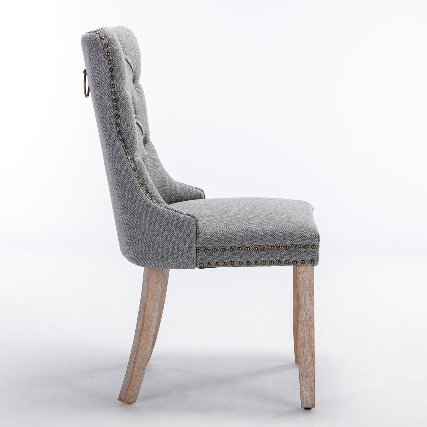 Tufted Gray Upholstered Dining Chairs - Set of 2