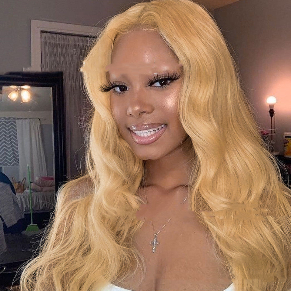 Medium Blonde Long Curly Hair Wig - A66