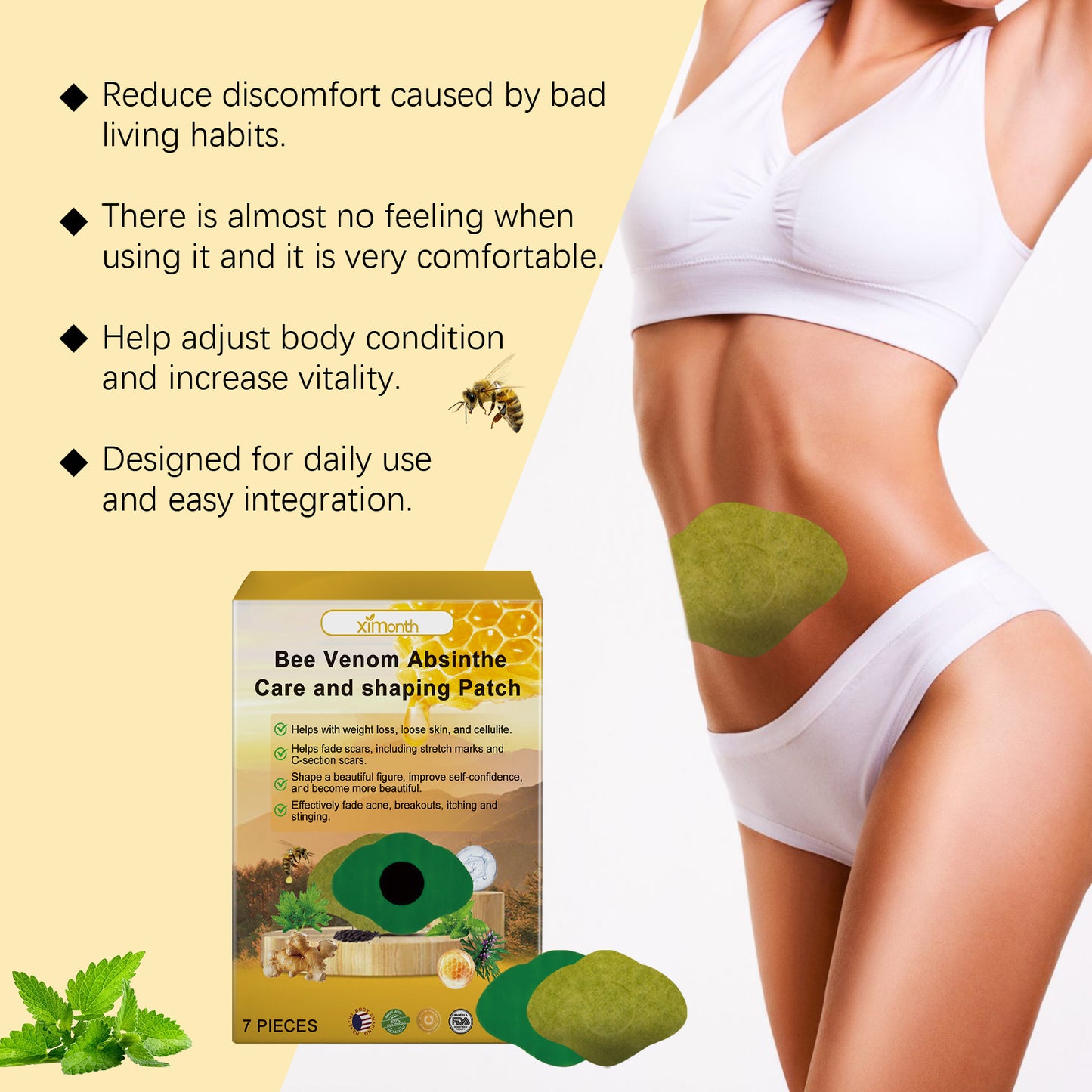 Bee Venom Slimming Patch - Firming Body Shaping Stick - 7 Pieces
