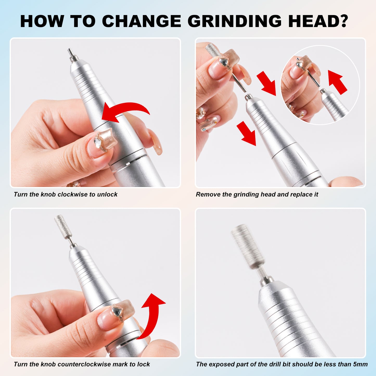 Professional 45000RPM Rechargeable Electric Nail Drill for Acrylic & Gel Nails