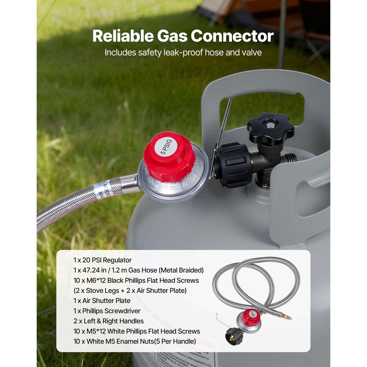 Outdoor Propane Gas Stove 200,000 BTU Camping Cooker Heavy Duty Steel BBQ